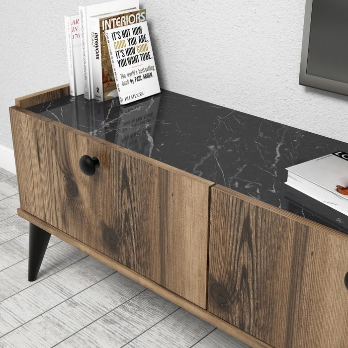 Hanah Home Soporte TV Nogal y Mármol 180x49x35 cm